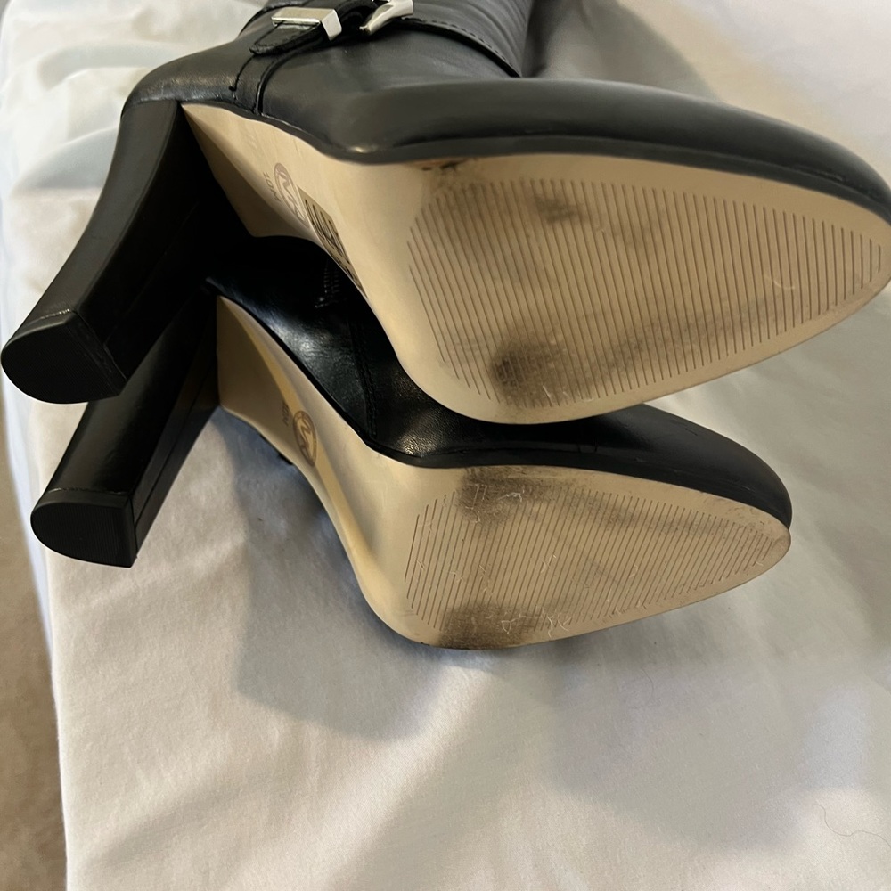 MICHAEL Michael Kors Tamara Black Leather Knee-High Heeled Boots 10 - Picture 8 of 11